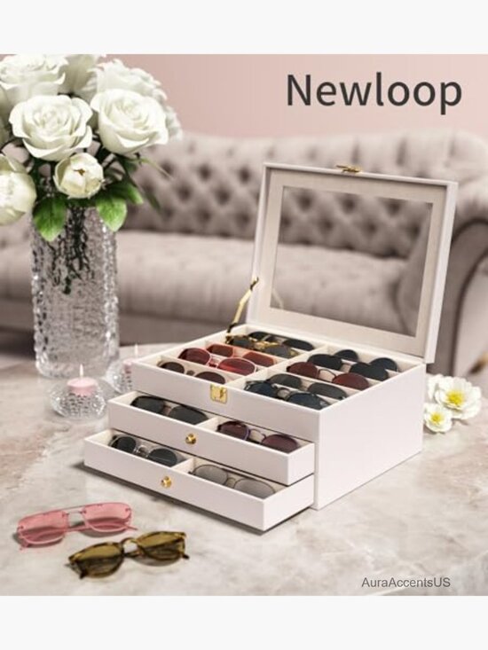 30 Slots Sunglass Organizer See-through Display Case Storage Box